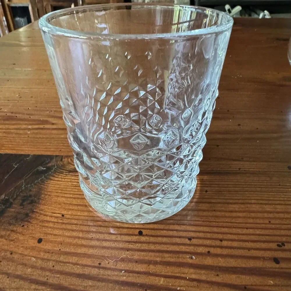 Libbey Clear Cut Glass Tumbler 4” Tall Diamond Cut -One Pc. - Picture 7 of 11